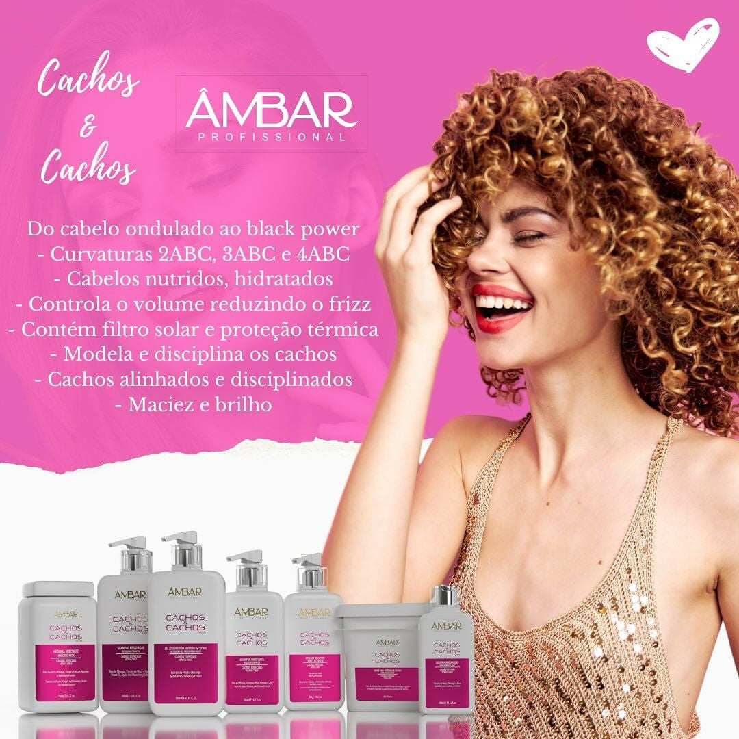 Kit Profissional Cachos e Cachos Ambar 3 itens