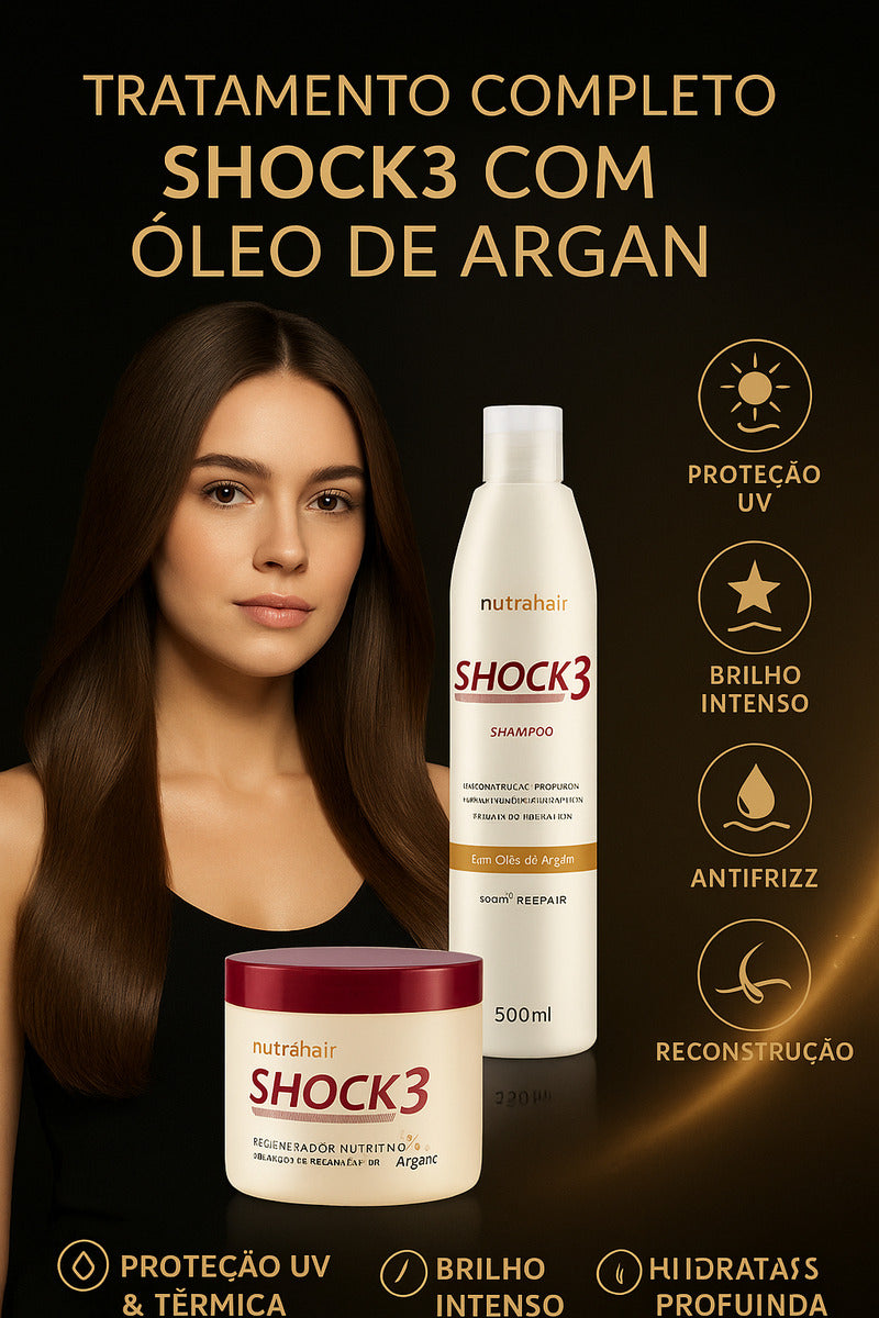 Shampoo E Mascara Nutritiva Shock3 Óleo De Argan Nutrahair