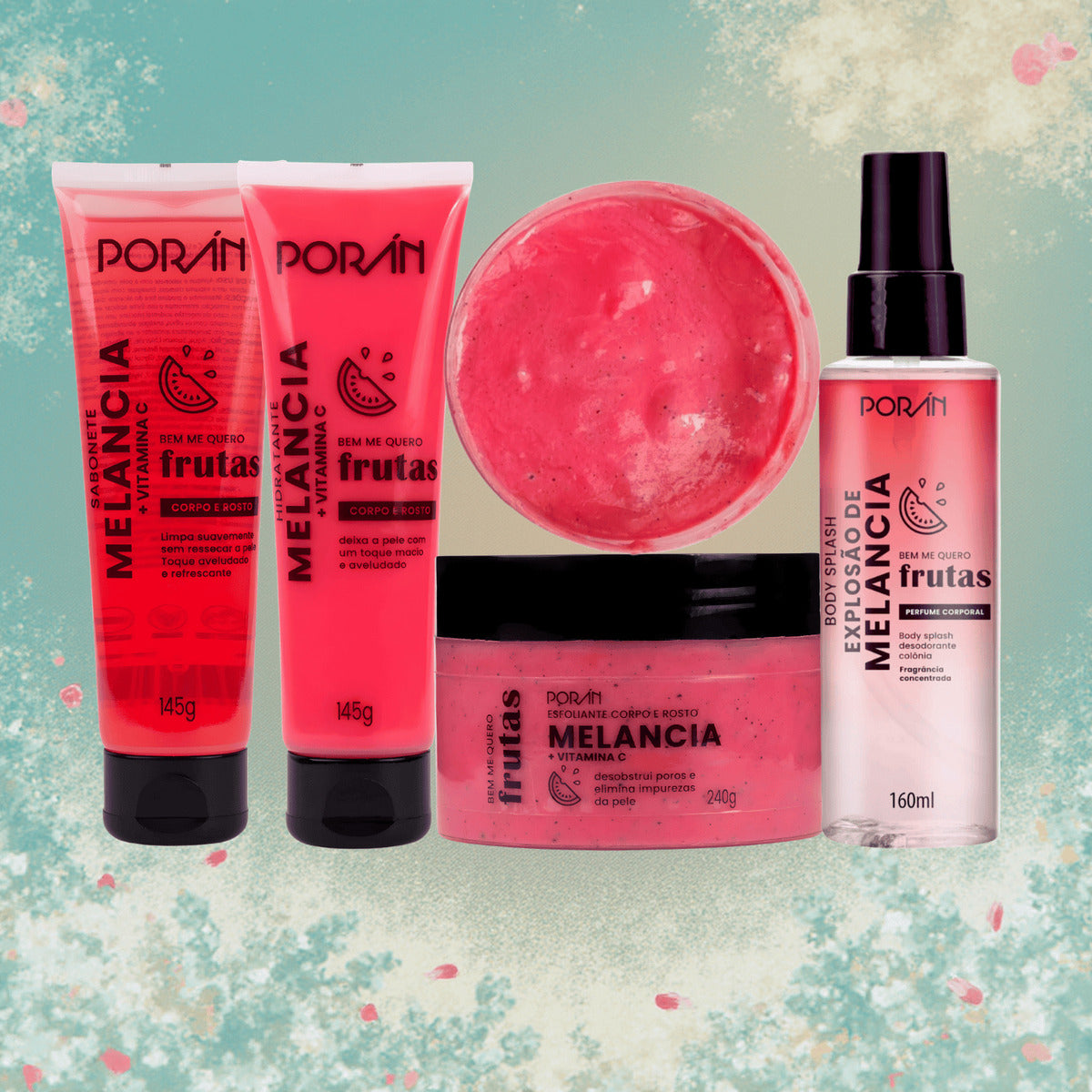 Kit Porán Bem Me Quero Frutas Melancia Hidratação E Perfume - Bem Me Quero Corpo E Rosto Melancia