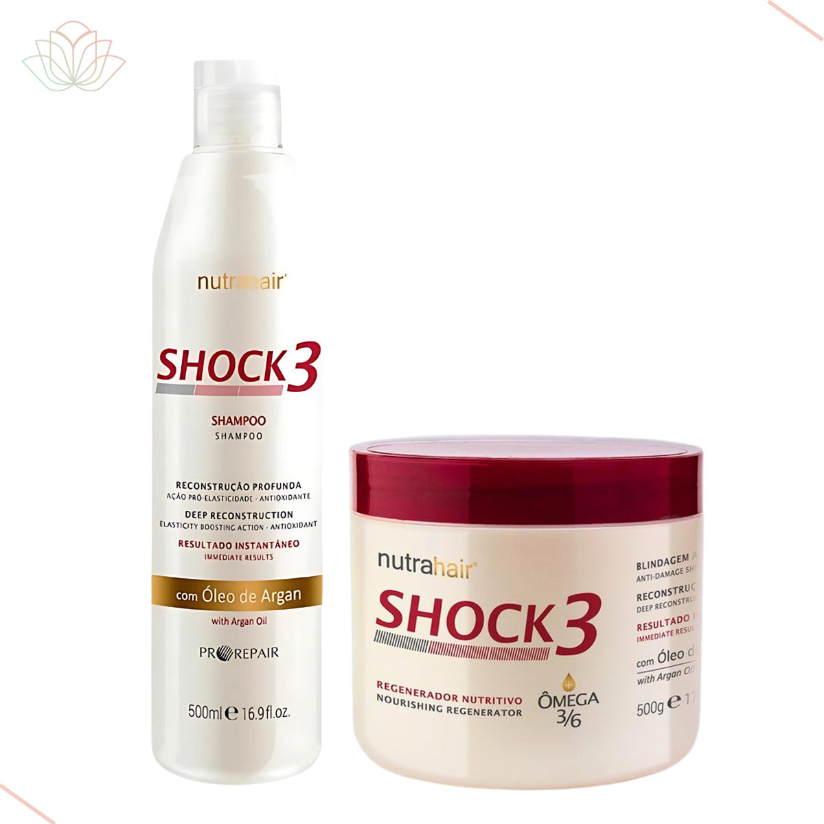 Shampoo E Mascara Nutritiva Shock3 Óleo De Argan Nutrahair