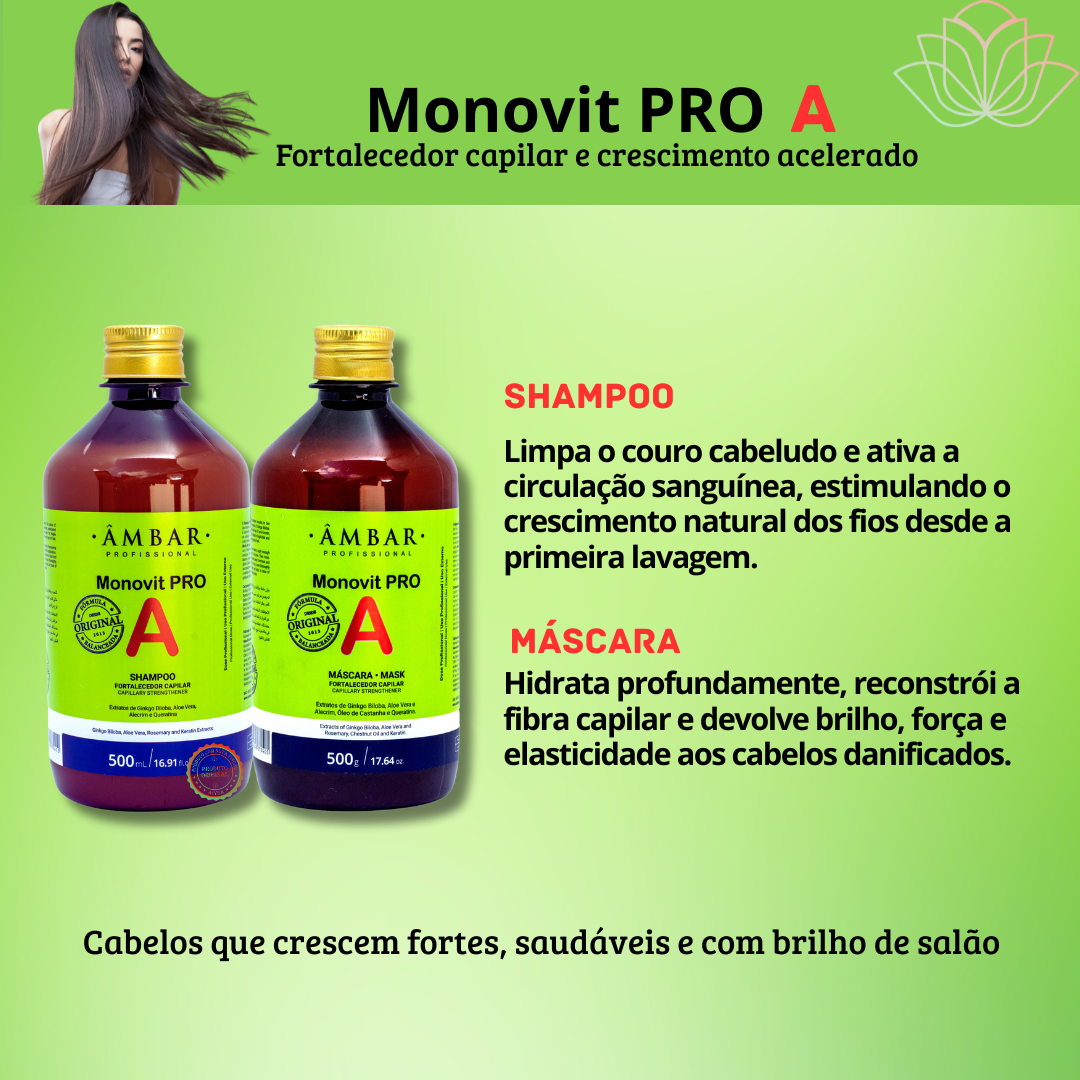 Shampoo E Mascara Monovit Pro A Para Crescimento Fortalecimento Do Cabelo