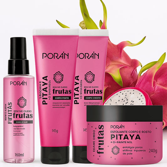 Kit Completo Pitaya Corpo Hidratante Body Splash Esfoliante Sabonete Porán