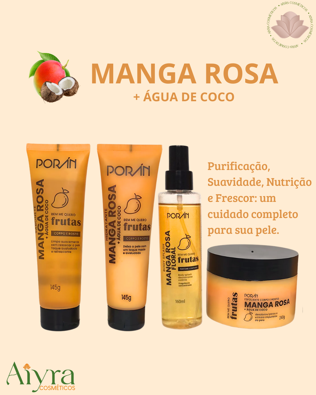 Kit Poran Bem Me Quer Manga Rosa + Vitamina C Corpo E Rosto